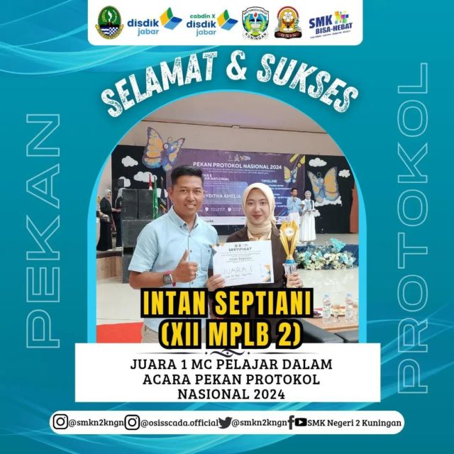 Alhamdulillah juara 1 Lomba MC di Pekan Protokol Nasional 2024 yang dilaksanakan di Cirebon.

Selamat @xytanni_ 👏🏻